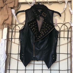 Studded faux leather vest!